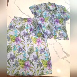 Jan Leslie Womens Two Piece Skirt Set with Floral Design 18w